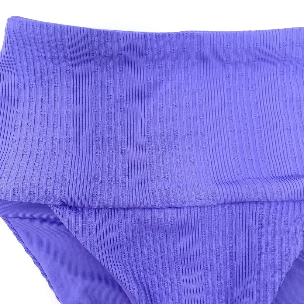 L*SPACE Pointelle Rib Desi Bikini Bottom In Purple Size XS New